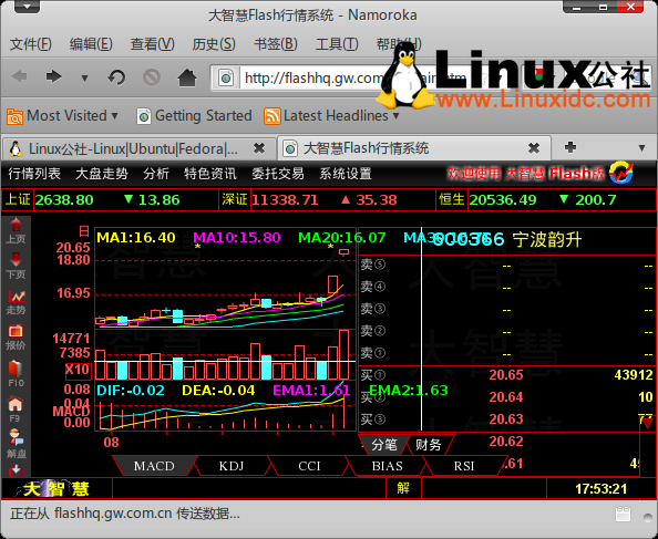 Ubuntu使用大智慧Linux股票行情与分析软件