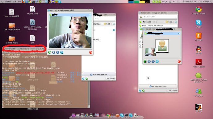 Ubuntu 10.04下Skype视频聊天