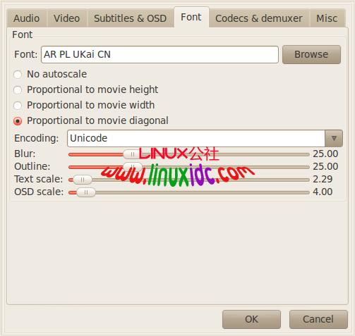 Ubuntu 10.04 Mplayer 中文字幕问题