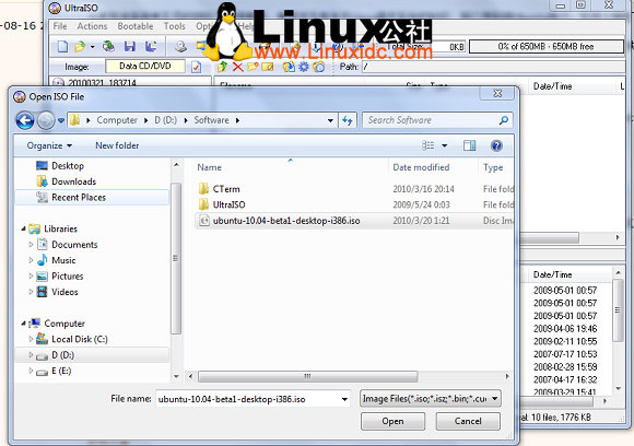 U盘安装Ubuntu 10.04 Beta 1 （利用UltraISO制作LiveCD）