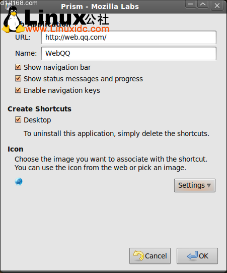 Ubuntu 9.10用Prism将webQQ桌面化