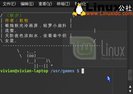 让Linux Mint7终端显示唐诗