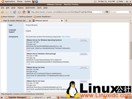Ubuntu 9.10中安装VMware Server 1.0.x图解