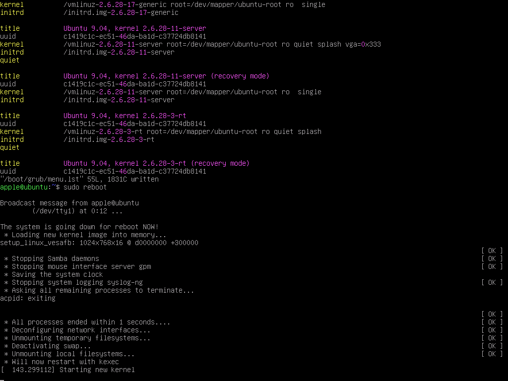小发现：Ubuntu使用kexec重启系统