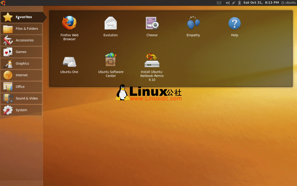Ubuntu 9.10 上网本操作系统 Remix 9.10 截图