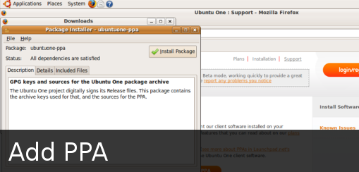 Install window for ubuntuone-client