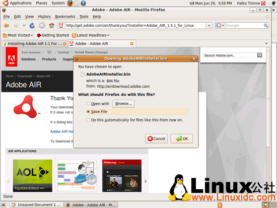 Ubuntu 9.04下体验Adobe AIR 1.5.1应用指南[图文]