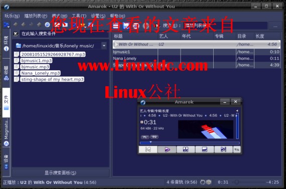 Ubuntu 8.10中安装MP3播放器Amarok并显示中文菜单[多图]