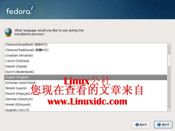 默认Fedora 10桌面。