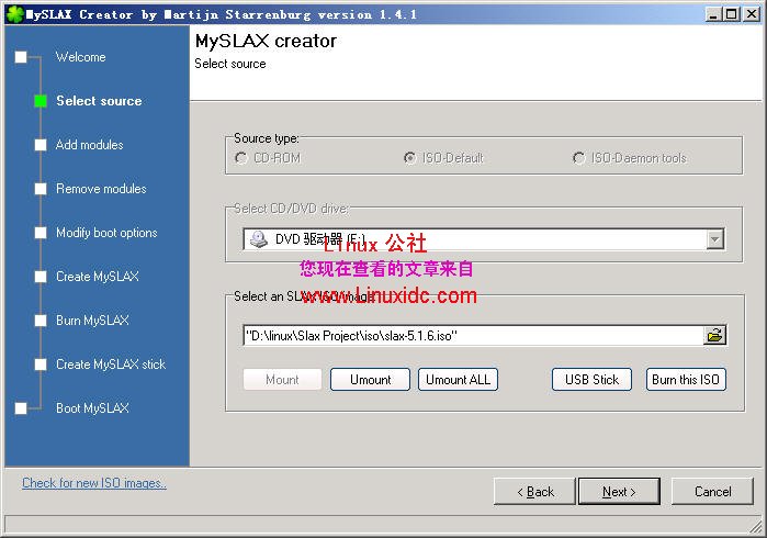 Select the source for our new ISO
