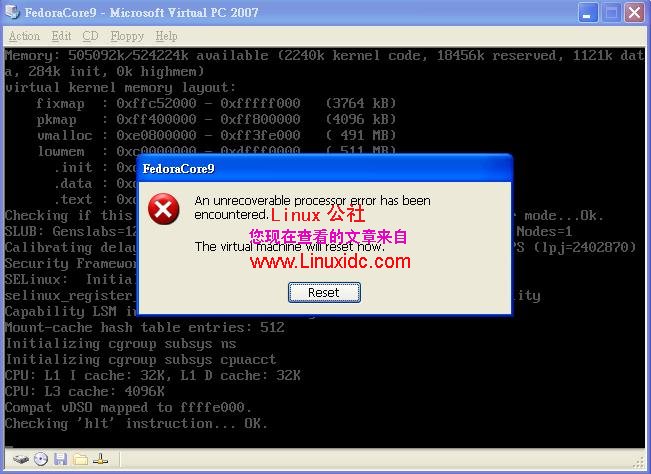 在Virtual PC 2007虚拟机下安裝Fedora Core 9全程图解