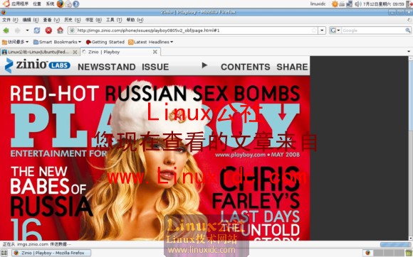 Ubuntu 8.04中用Firefox浏览器免费看花花公子杂志[多图]
