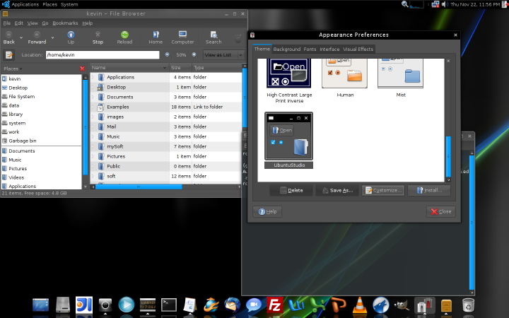 看看我安装的ubuntu studio桌面主题(图)