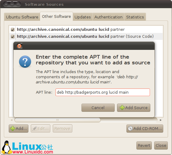 Screenshot from Software Sources