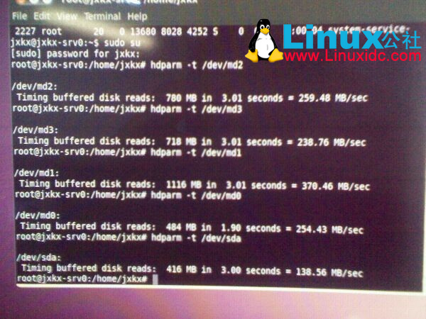 Linux 2.6软RAID速度测试