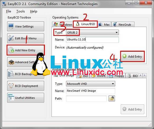 用Windows 7系统的BCD来引导Ubuntu 11.10
