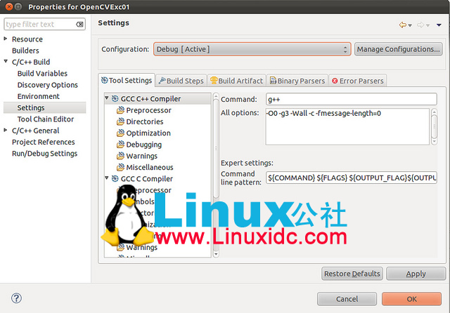 Ubuntu下使用Eclipse CDT创建OpenCV项目图解
