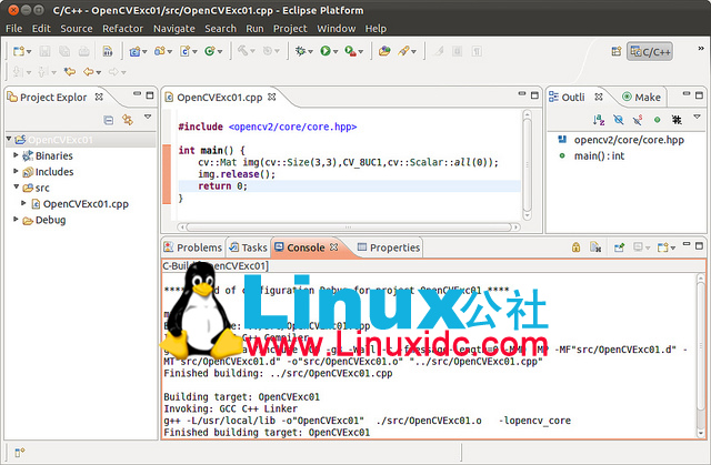 Ubuntu下使用Eclipse CDT创建OpenCV项目图解
