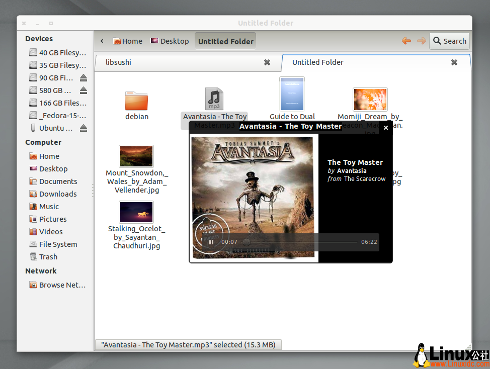 Ubuntu 11.10下安装文件快速预览工具Sushi
