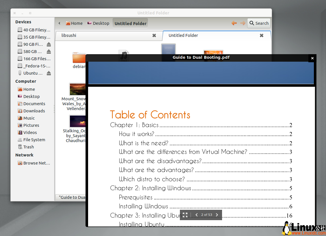 Ubuntu 11.10下安装文件快速预览工具Sushi