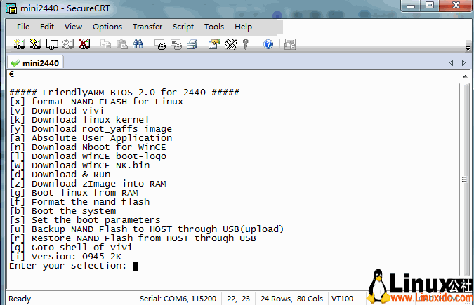 secureCRT用串口连接mini2440方法