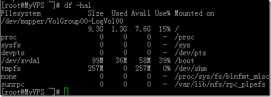 现有的磁盘空间的使用情况
