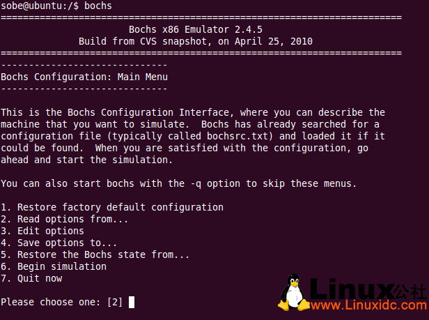 Ubuntu 10.04安装Bochs 2.4.5笔记