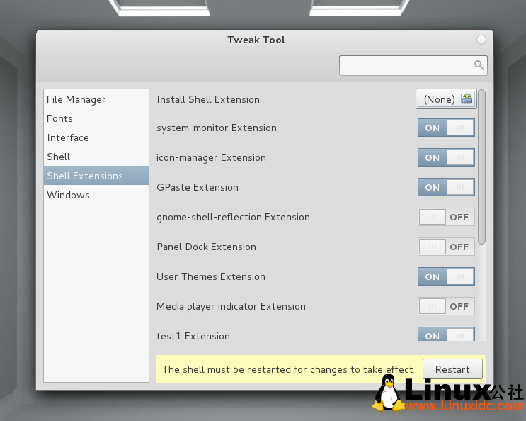 GNOME Tweak工具3.0.5：可安装GNOME Shell扩展