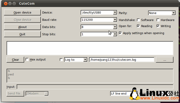 Linux下cutecom使用USB转串口线