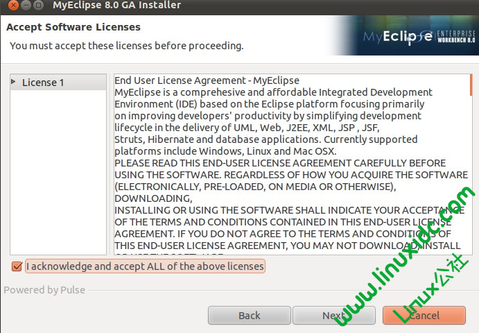 Ubuntu Linux下MyEclipse 8.0安装
