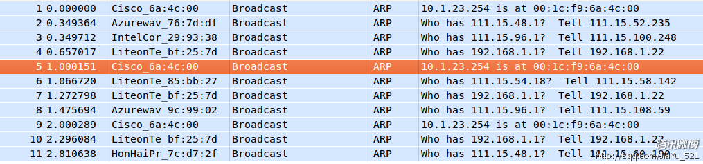 wireshark抓的ARP数据包