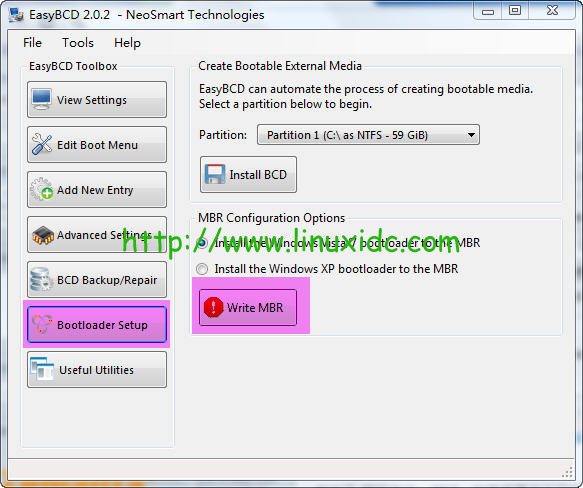 通过EasyBCD将Linux的启动菜单加入到Windows 的启动菜单