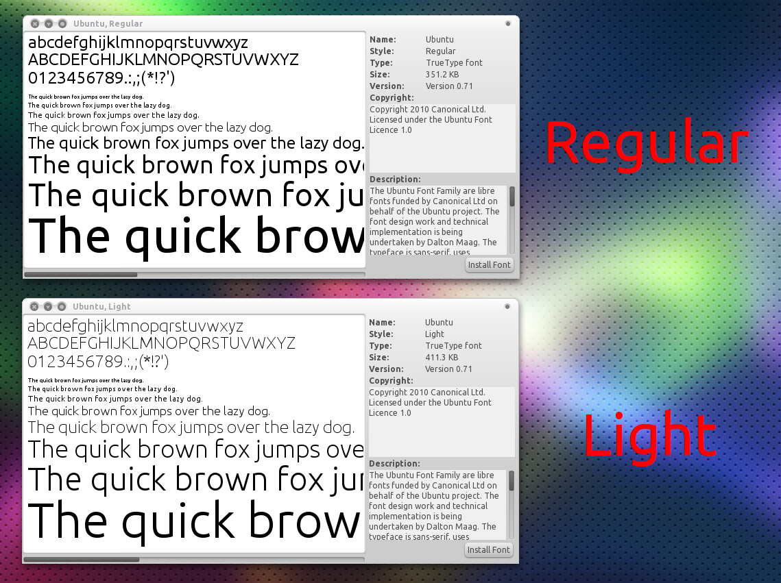 Ubuntu Font Family添加Light & Medium字体