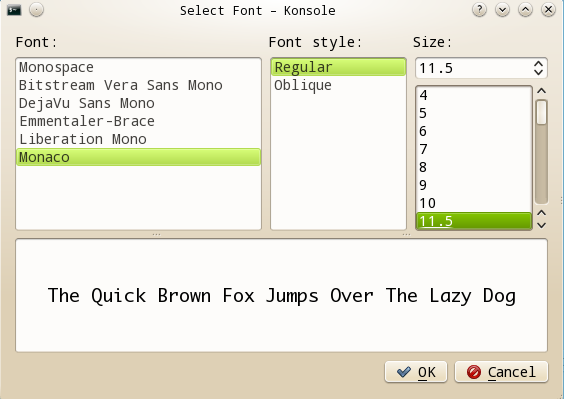 Fedora 14(KDE)下Monaco字体的安装