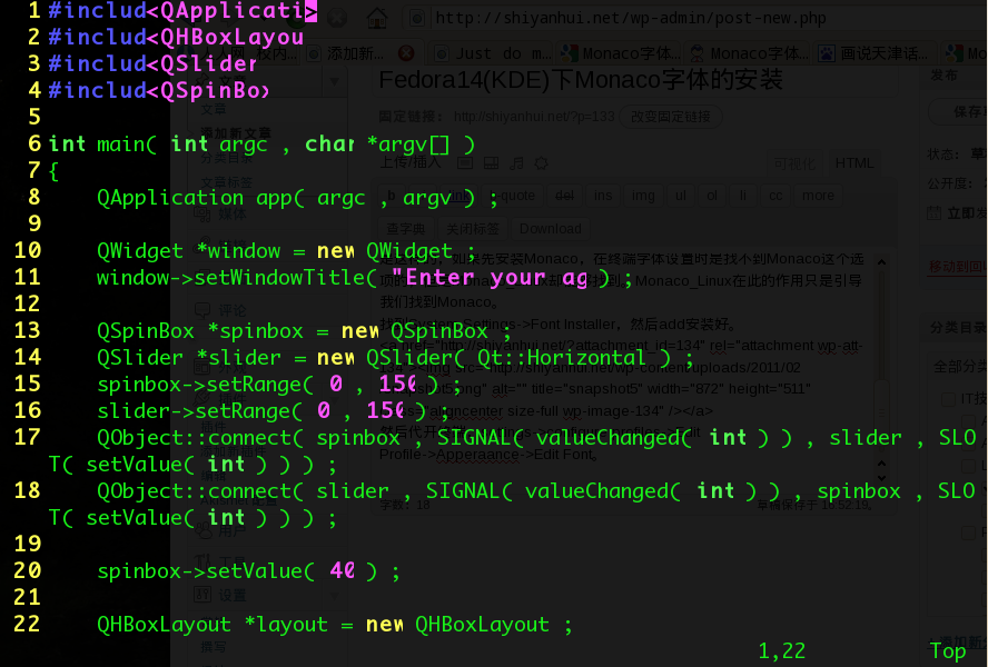 Fedora 14(KDE)下Monaco字体的安装