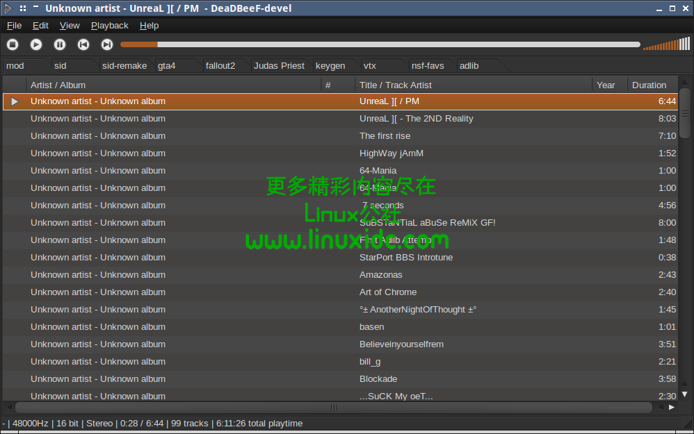 Ubuntu 10.10下一款较好的音乐播放器DeaDBeeF