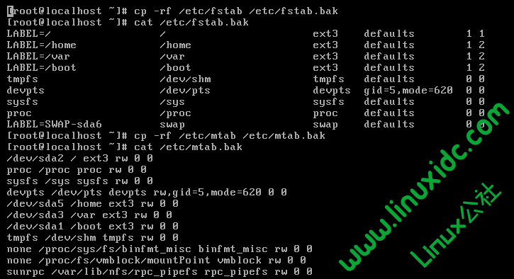 RHEL5.5下/etc/fstab文件被删除了的解决办法