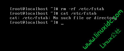 RHEL5.5下/etc/fstab文件被删除了的解决办法