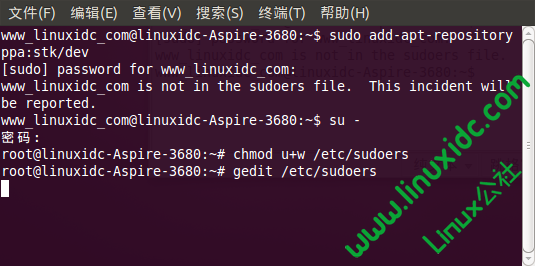 Ubuntu技巧之 is not in the sudoers file解决方法