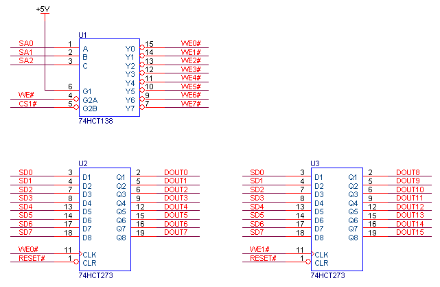 精简ISA总线扩展GPIO-数字输出DOUT的扩展原理图