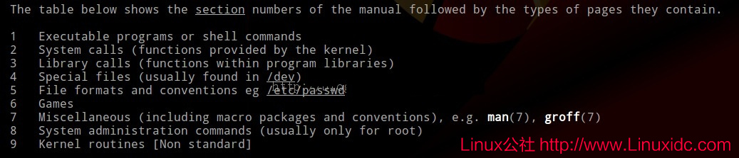 Linux下man命令使用方法