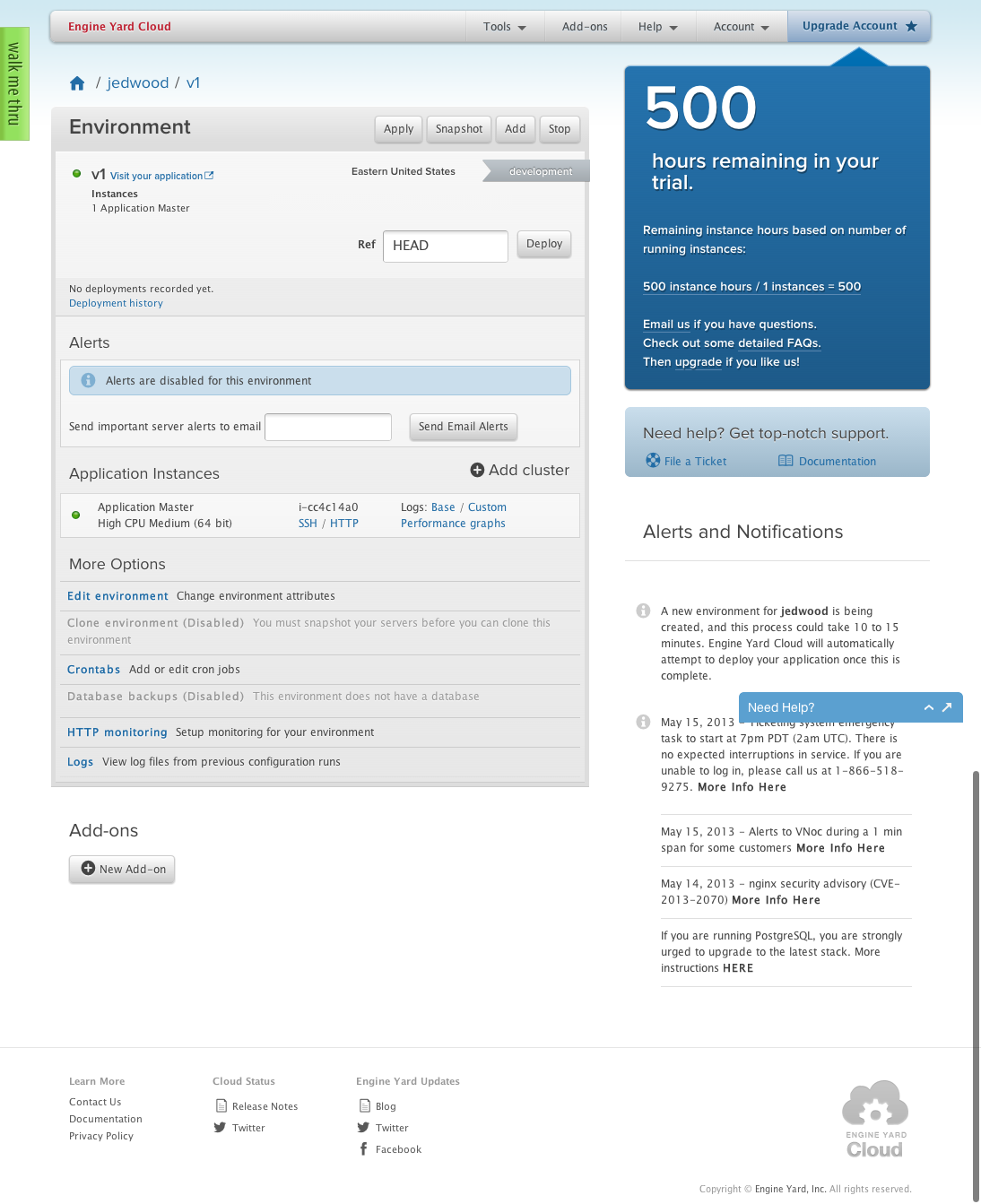 Engine Yard dashboard