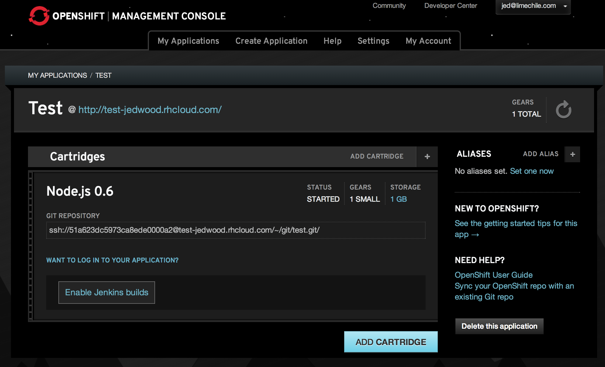 OpenShift dashboard