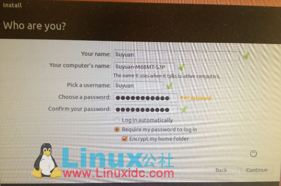 Ubuntu操作系统安装时分区和账户设置
