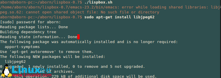 在Ubuntu下安装lispbox-0.7的一个error 