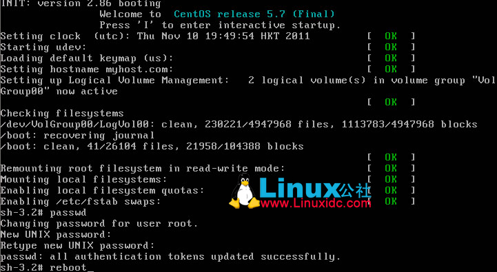 CentOS(Linux)重置root密码