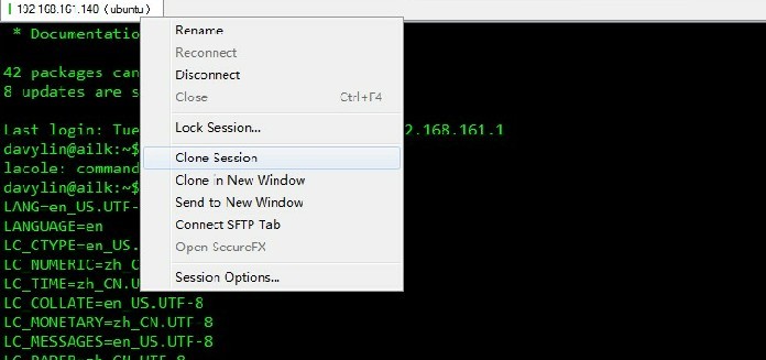 解决secureCRT连接Ubuntu 乱码