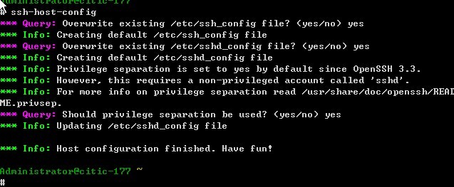 ssh由于登录失败而无法启动--cygwin安装过程中