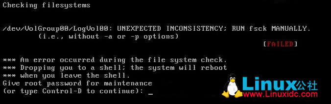 RedHat Enterprise Linux 5.2启动出现UNEXPECTED INCONSIS