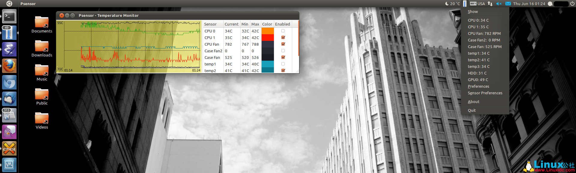 Ubuntu 使用 Psensor 监控硬件温度
